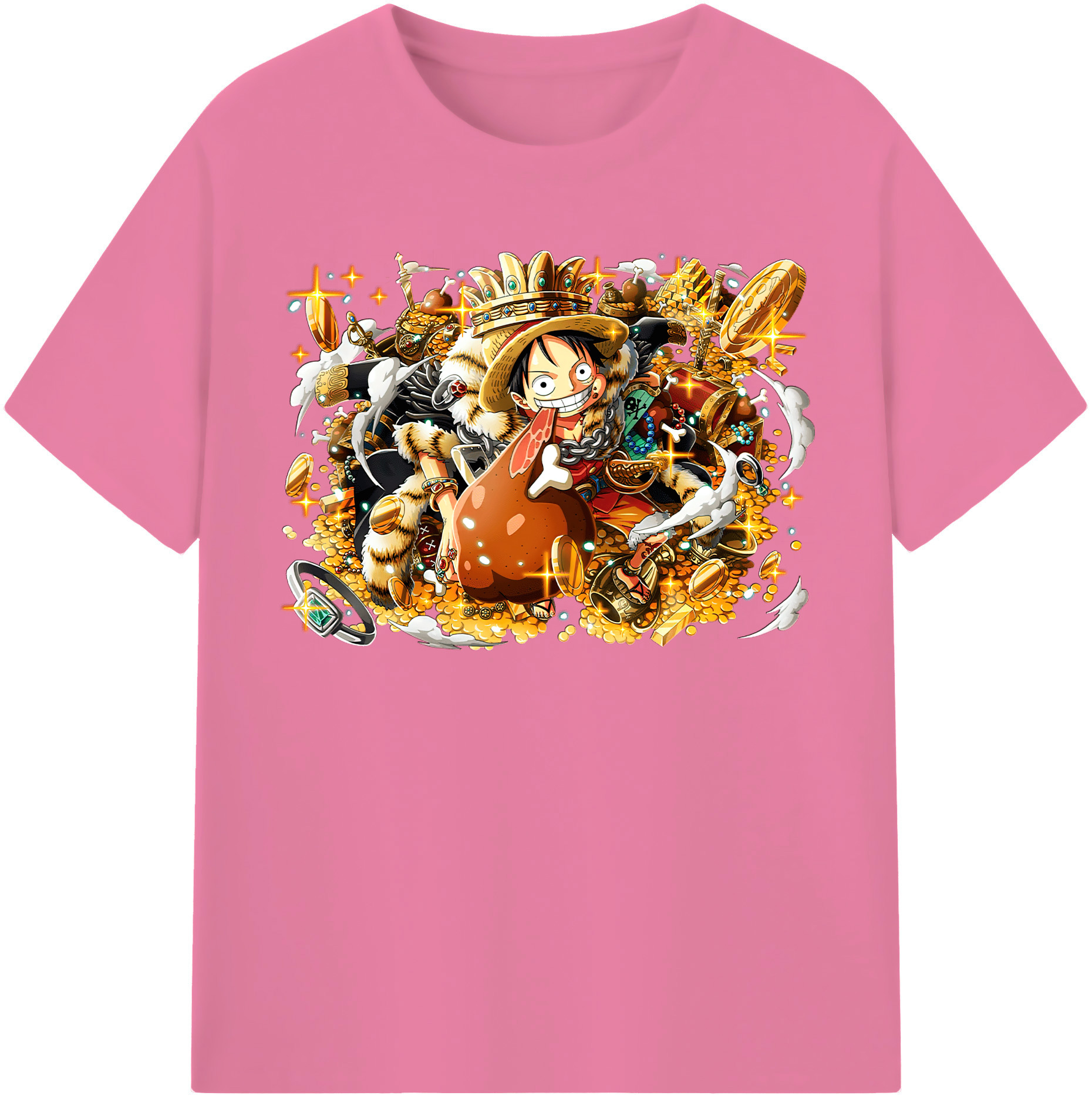 ワンピース モンキー・D・ルフィ ONE PIECE Monkey D. Luffy 綿100％半袖Tシャツ（フロントプリント）